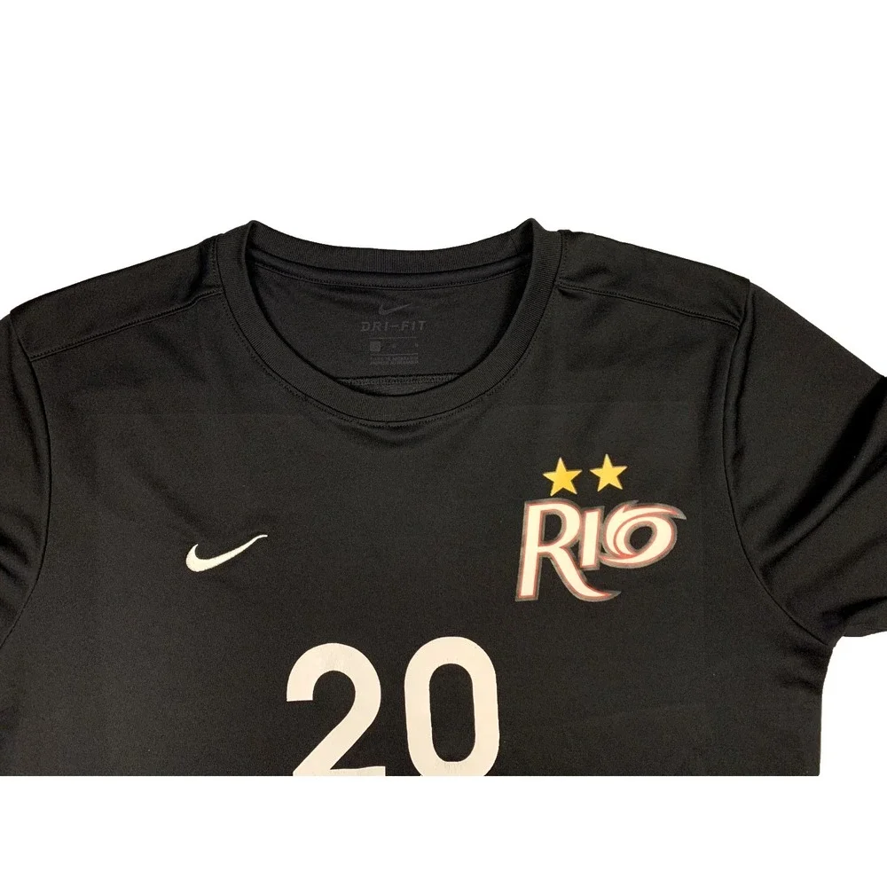 Nike Dri-FIT Soccer Jersey Mens Large Black Rio‎ 20 Graphic Training Shirt L